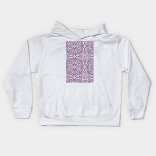 Lavender & Grey - Colored Crayon Floral Pattern Kids Hoodie